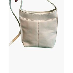 Jones New York Leather Crossbody Bag With ID Holder Cream Color Slim & Compact D